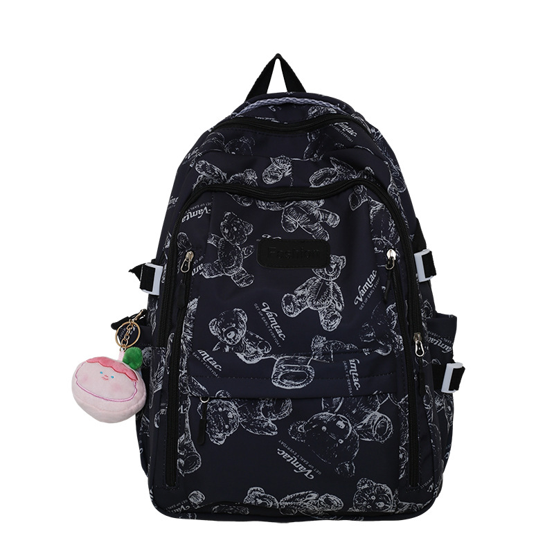 Cute pendant casual backpack, high school bag, female college student, high appearance level, large-capacity computer bag Item Picture