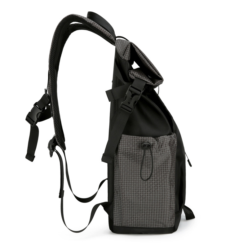Cross-border men's backpack with a rolled-up top, functional travel sports backpack, foldable and rolleable casual schoolbag, and college student computer bag Specification drawing