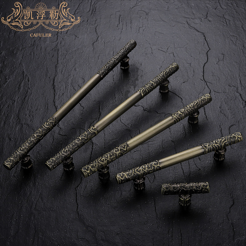 Golden hoop rod door handle, zinc alloy, Chinese classical golden handle, furniture hardware, drawer handle, wardrobe window handle Specification drawing