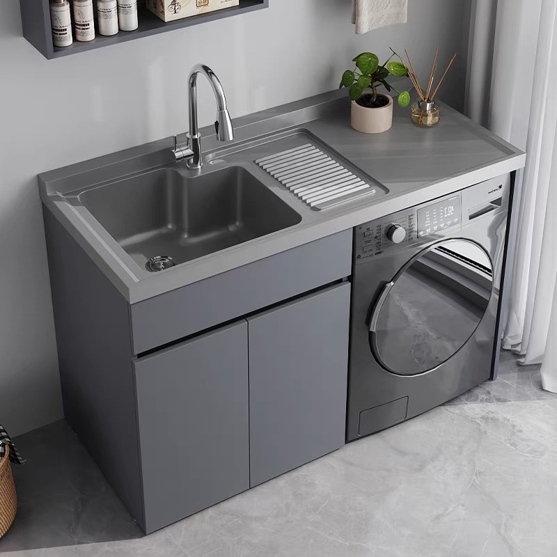 Whole honeycomb aluminum washbasin, wardrobe, integrated quartz washbasin, balcony cabinet, washbasin with washboard, combined companion supply chain Specification drawing