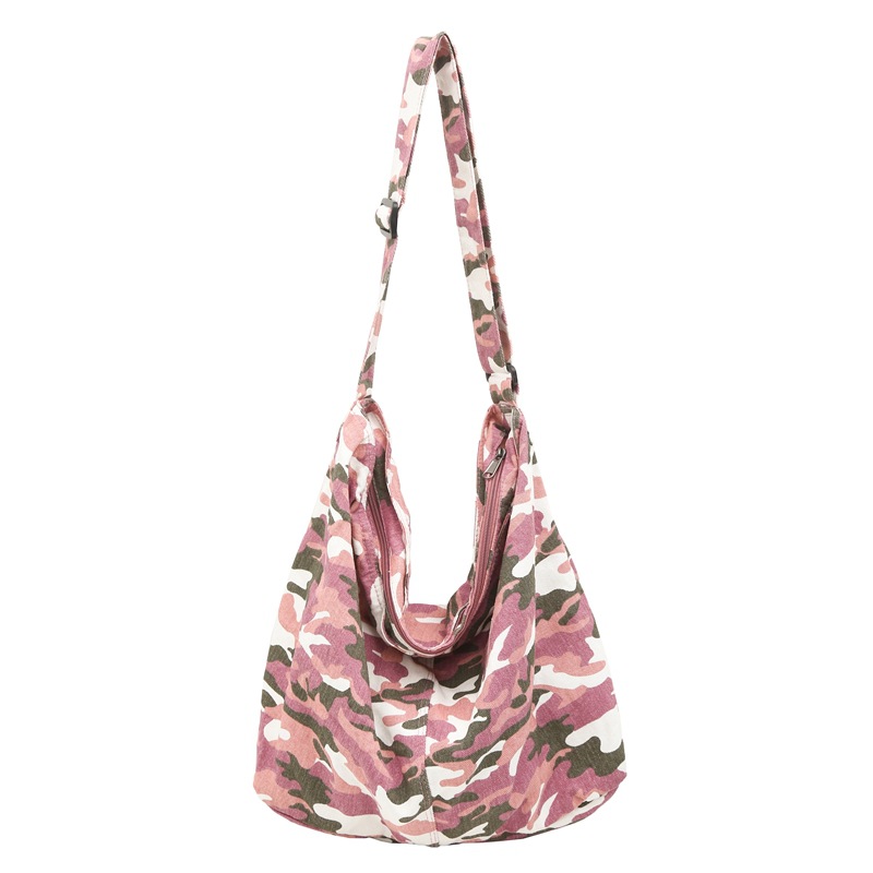 Fashionable workwear style, niche Korean style ins camouflage leopard print canvas bag, versatile large-capacity casual single-shoulder tote bag Item Picture