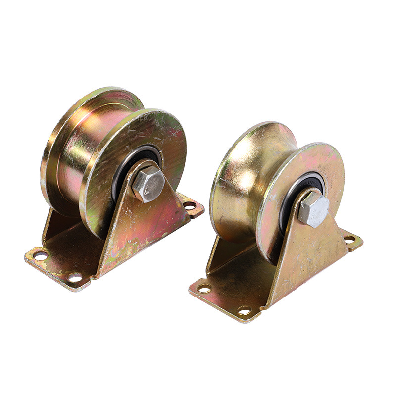 Color steel pulleys, galvanized V-shaped Angle iron inclined wheels, U-shaped round wheels, H-shaped straight wheels, track wheels, guide wheels, belt frame pulleys Item Picture
