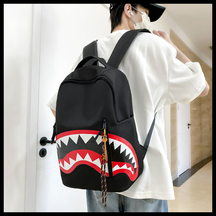 Cross-border men's backpacks, travel bags, fashionable backpacks, student schoolbags, large-capacity street trend shark bags full figure