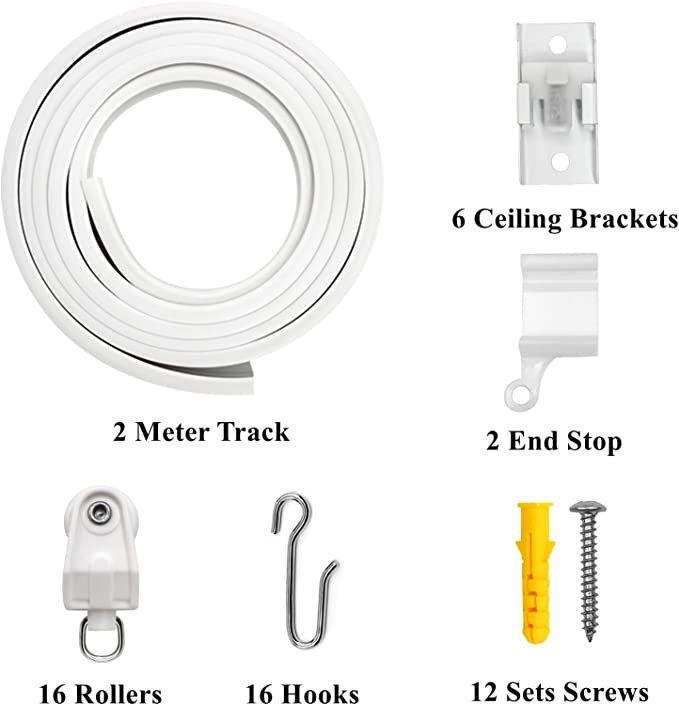 1/2/3/5 meter curved track set, U-shaped curtain curved track pulley installation code screw rubber plug accessories Specification drawing