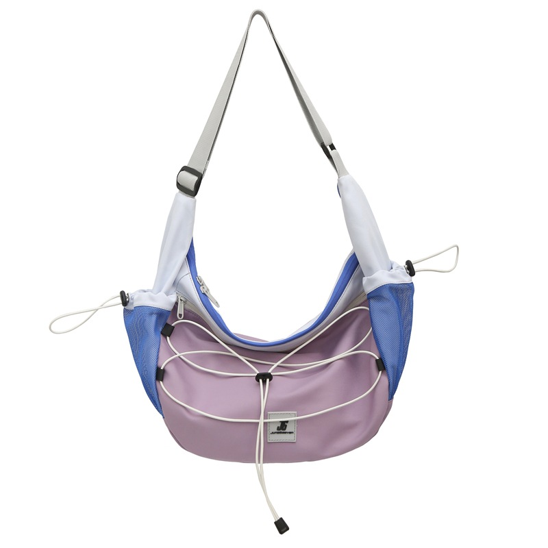 Niche color-blocked crossbody bag, women's large-capacity commuting single-shoulder bag, cycling sports and fitness bag, student cloth bag, dumpling bag Item Picture