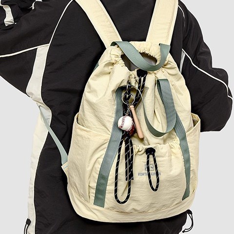 Laid-back style drawstring backpack, simple, casual and lightweight single-shoulder bag, handbag, color-blocking schoolbag, ladies' backpack Specification drawing