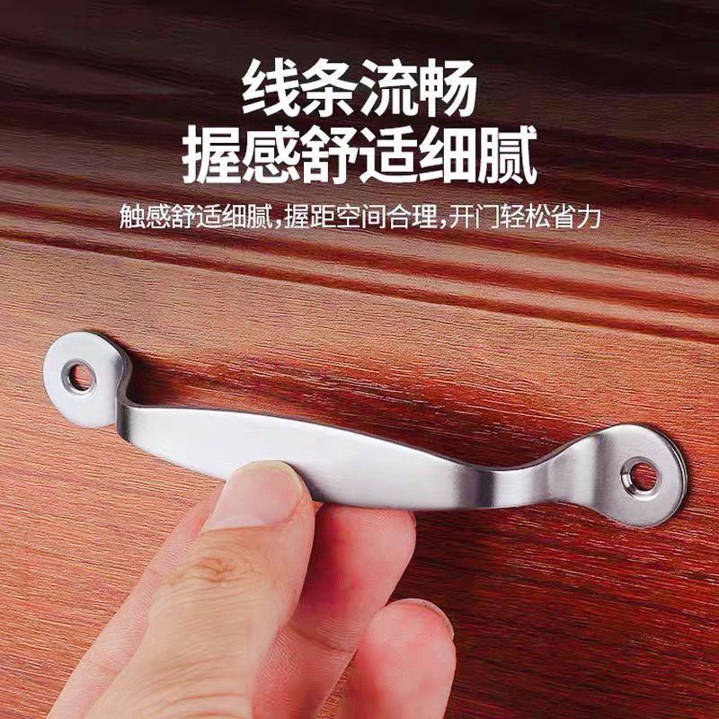 Thickened stainless steel round head handle, exposed solid handle, wooden door handrail, drawer, cabinet, cutting board handle details Picture