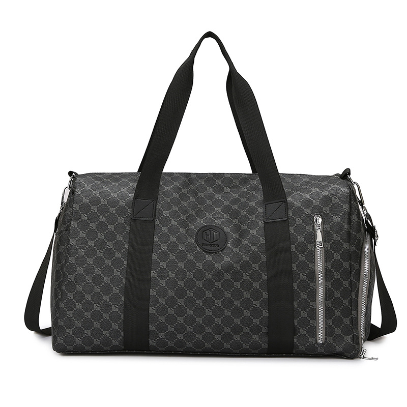 New cross-border pu leather hand-held large-capacity travel bag, independent shoe compartment sports and fitness bag, business single-shoulder crossbody bag Item Picture