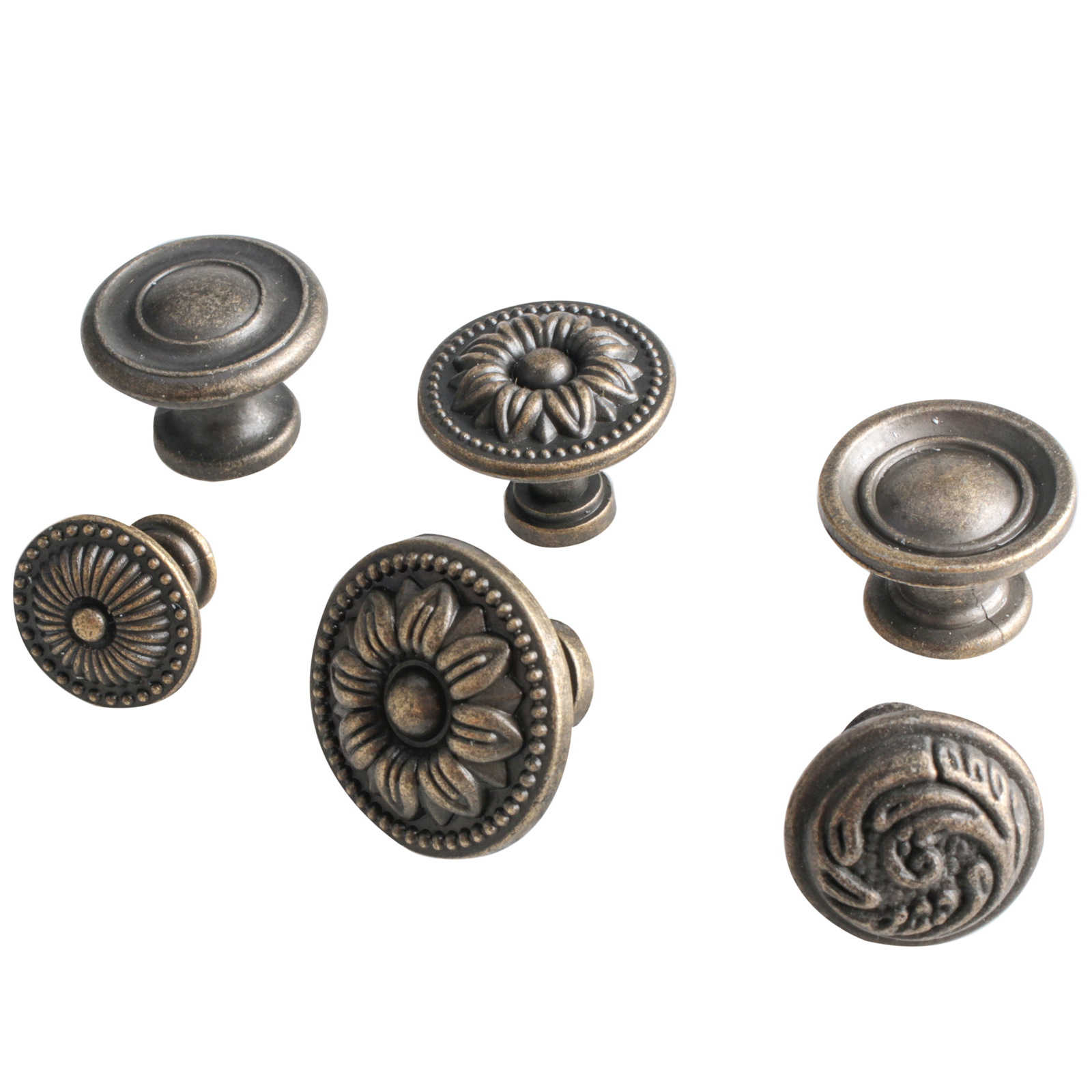 Modern and simple antique copper single-hole drawer with round handle, European-style antique cabinet door with single handle handle details Picture