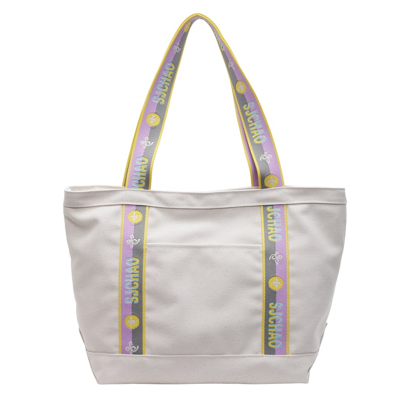 Canvas bag for women, large capacity, simple 2024 new versatile shoulder bag, casual commuting tote travel bag Item Picture