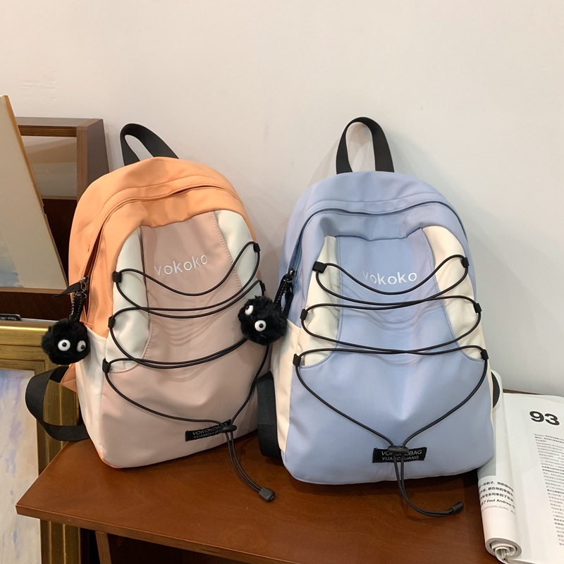 Cross-border color-blocking casual large-capacity backpack, simple and sporty style, trendy backpack for junior and senior high school students when going out details Picture