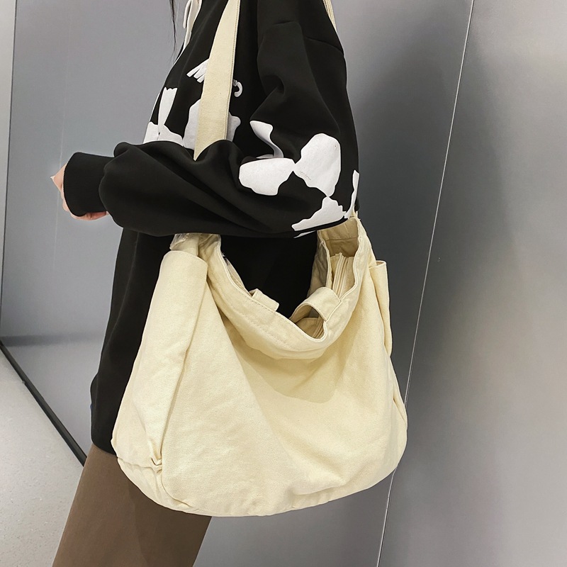 Washed canvas bag for women, 2024 new large-capacity tote bag for women, laid-back style single-shoulder bag, hand-held crossbody bag for women details Picture