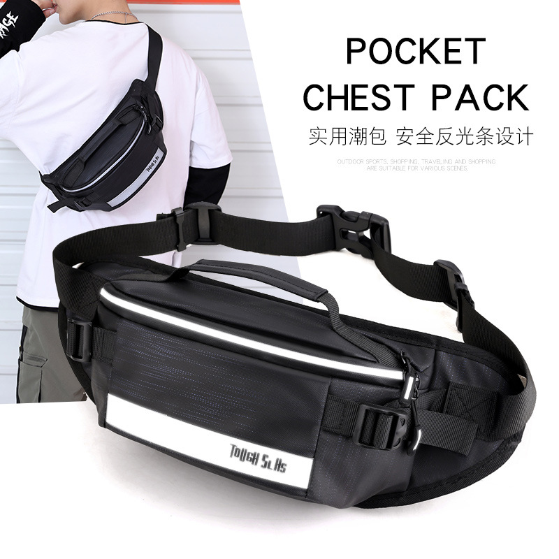 New factory direct sales men's casual crossbody bag, fashionable outdoor cycling chest bag, sports running close-fitting waist bag full figure