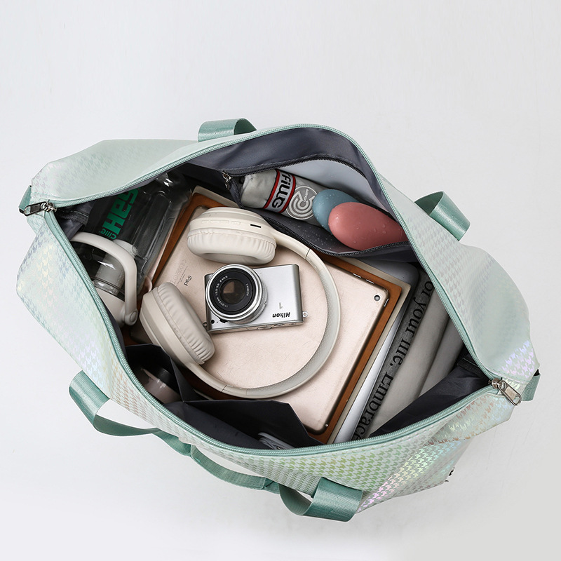 Cross-border fashionable and colorful sports and fitness bag with dry and wet separation, large-capacity luggage storage bag that can be worn over a travel bag with a pull handle details Picture