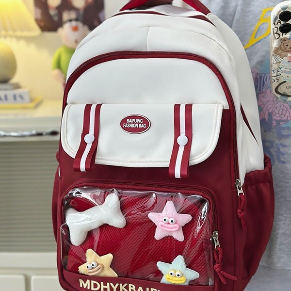 Transparent pain bags for girls, Japanese junior high school girls, high school students, class commuting backpacks, large-capacity schoolbags, backpacking trend Specification drawing