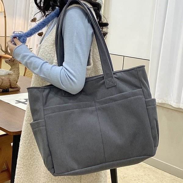 Casual crossbody bag, Japanese large-capacity corduroy bag, new simple hand-held tote commuter single-shoulder handbag Specification drawing