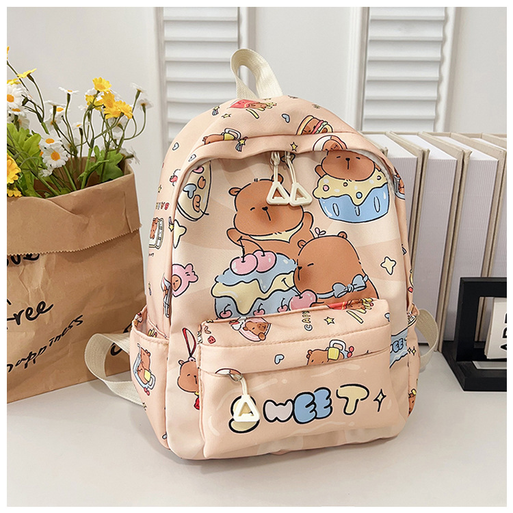 Cute cartoon capybara backpack, a versatile backpack for girls, a new type of backpack with large capacity Capibara details Picture