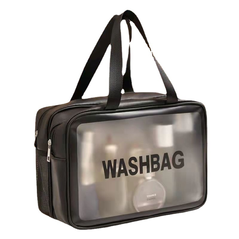 New PU dry and wet separation makeup bag, double-layer mesh transparent toiletry bag, large-capacity storage bag for travel and business trips Item Picture
