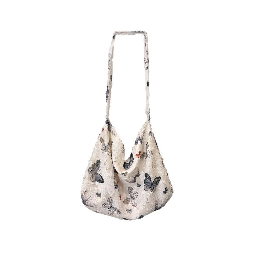 46172 Super Popular Lace Butterfly Commuter single-shoulder bag, summer artistic underarm bag, large capacity, light and thin crossbody bag Item Picture