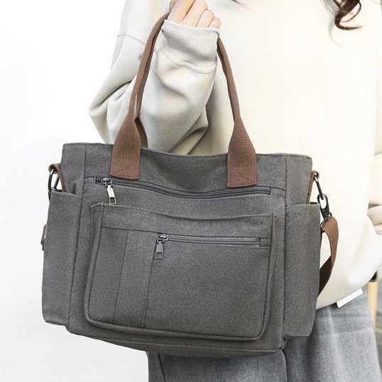 Cross-border women's canvas single-shoulder bag, large-capacity handbag, tote bag, Korean-style casual and lazy crossbody bag under the armpit Application Scenario