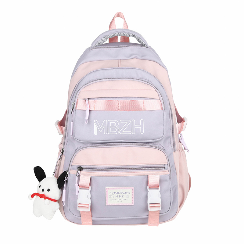 The new schoolbag is a large-capacity backpack for girls in junior and senior high school, and a color-matched backpack for students in grades three to six of primary school Item Picture