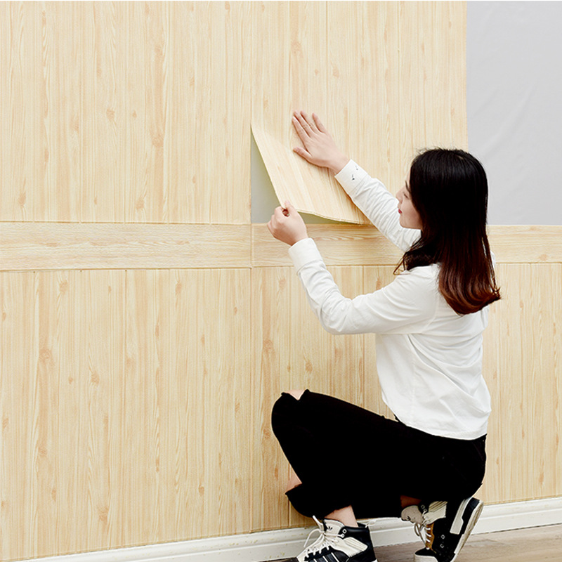 3d stereoscopic wood grain wall stickers, living room soft package wall panels, foam ceiling decoration, self-adhesive wall paper, waterproof Specification drawing