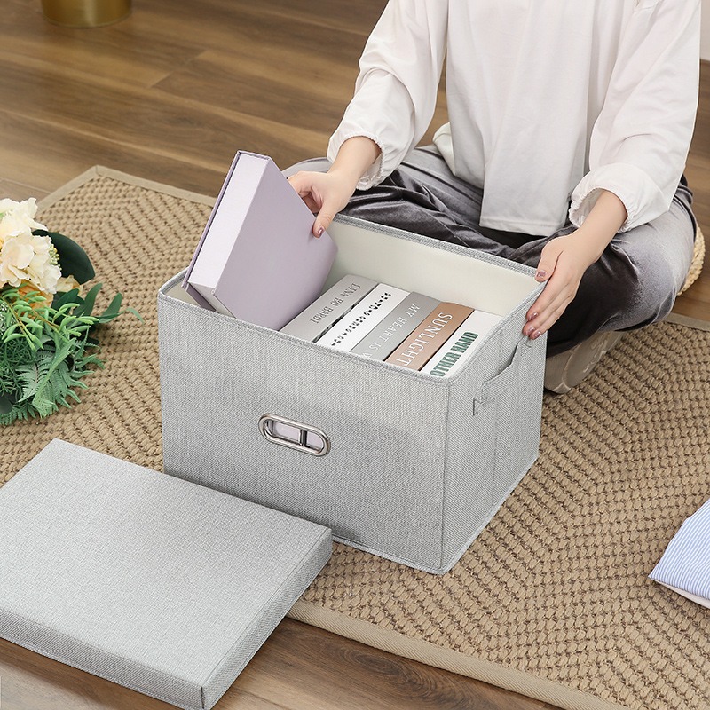 Cotton and linen top and bottom cover storage box, clothes organization box, clothes basket storage cabinet, home fabric toy storage box box Specification drawing
