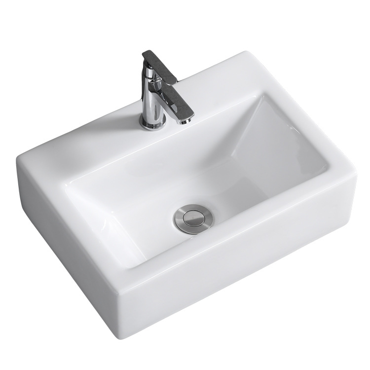 Wall-mounted ceramic washbasin, single basin, bathroom countertop basin, mini hanging basin, bathroom balcony washbasin, small square Item Picture