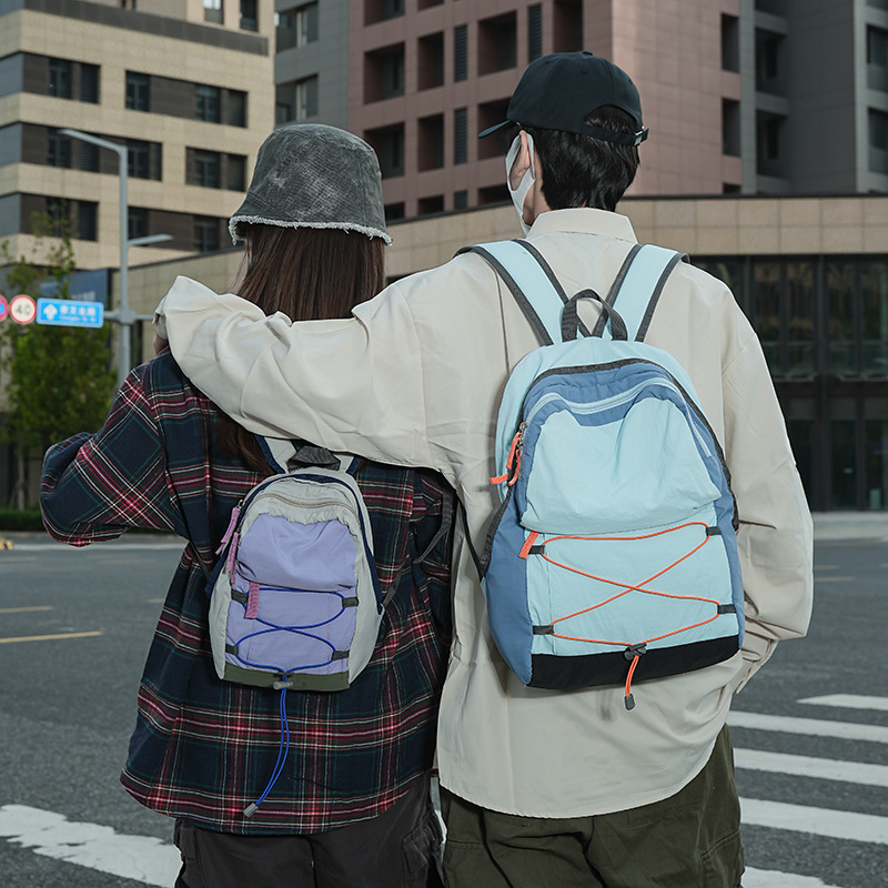 Couple backpacks, various sizes of drawstring outdoor hiking bags, men's and women's lightweight, casual and versatile travel bags full figure