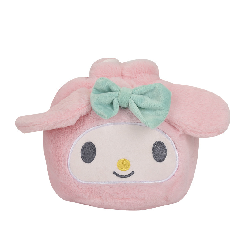 Cartoon Sanrio plush toy, cute cupped cinnamon dog, Kuromi handbag, storage bag, coin purse, 8 inches Item Picture