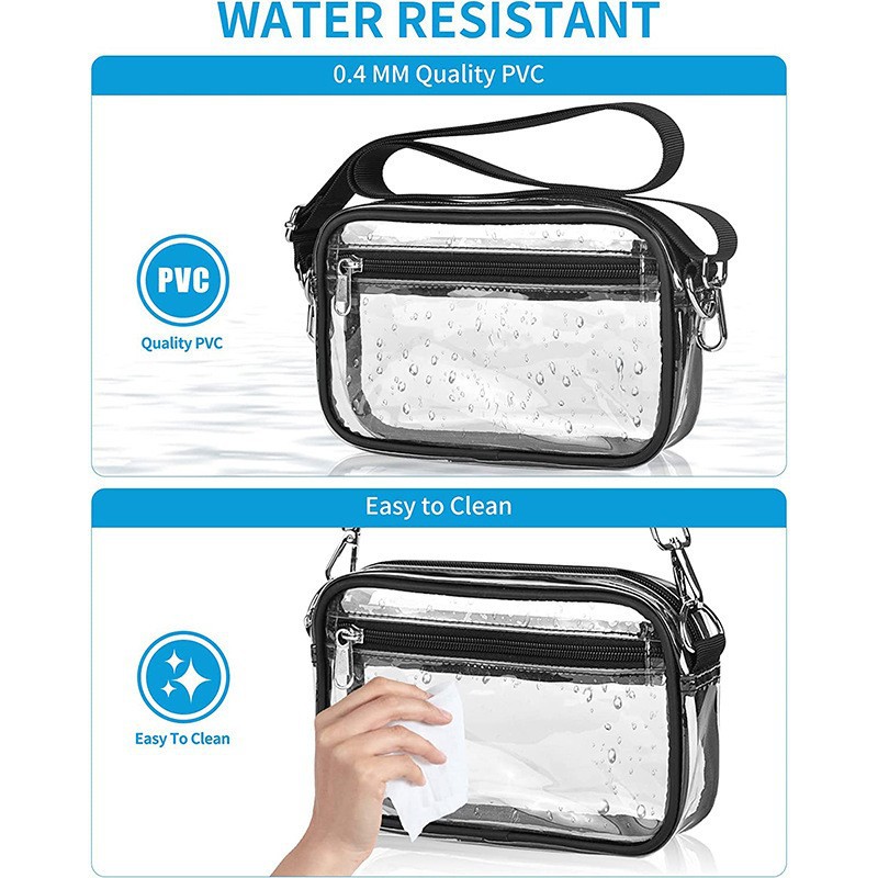 Amazon's new transparent pvc crossbody bag, detachable shoulder strap, waterproof storage bag, and stadium visible coin purse Specification drawing
