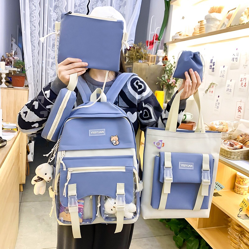 Schoolbag for junior high school girls, lightweight schoolbag for primary school students, cute and girlish, princess, large capacity four-piece backpack set full figure