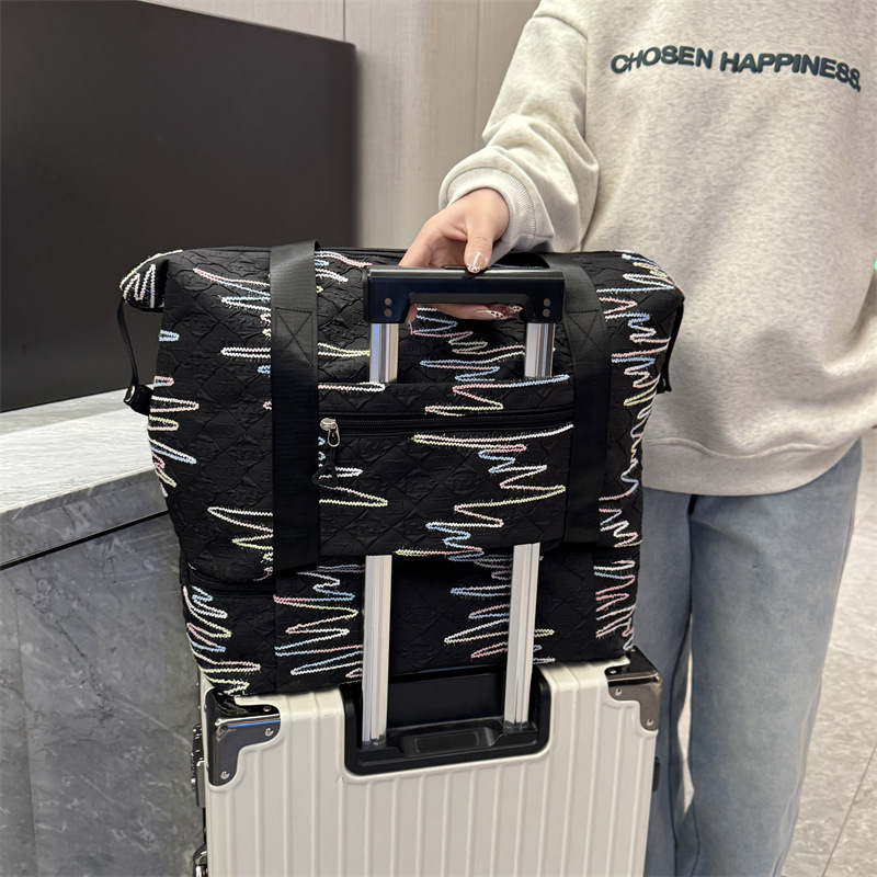 New cross-border travel bag with a telescopic handle, large-capacity dry and wet separation luggage storage bag, sports yoga and fitness bag details Picture
