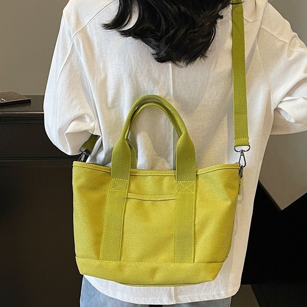 Canvas bag, bento bag, new Japanese-style handbag, women's bag, large-capacity hand-held bag, color-blocking handbag, small bag Specification drawing
