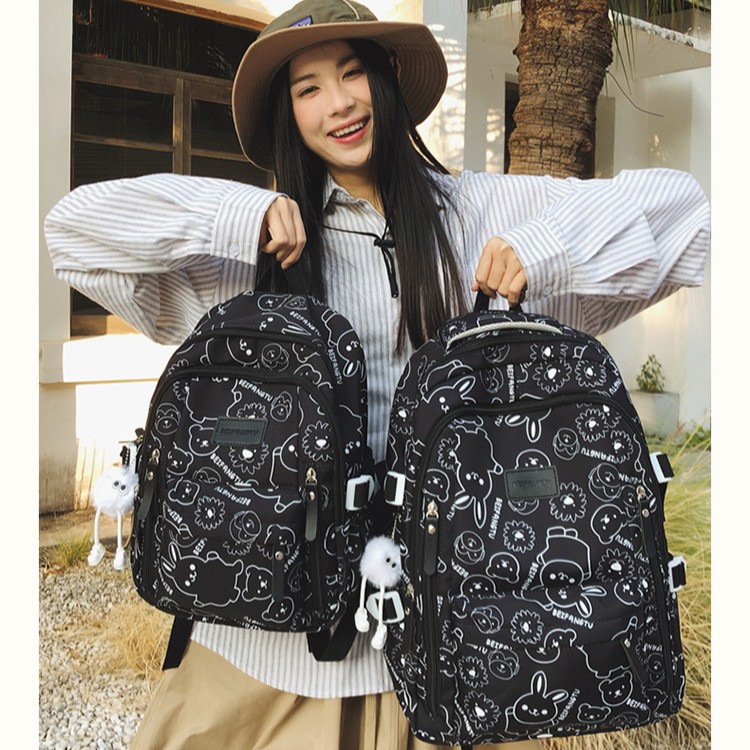 High appearance level schoolbag for primary and secondary school students, female ins large-capacity backpack for junior and senior high school students, dopamine soft girl backpack Specification drawing