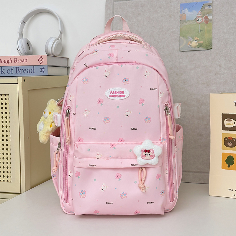 New schoolbag for junior high school birthday, 2025 floral print backpack, Qingxin High School students, college girls, versatile backpack Specification drawing