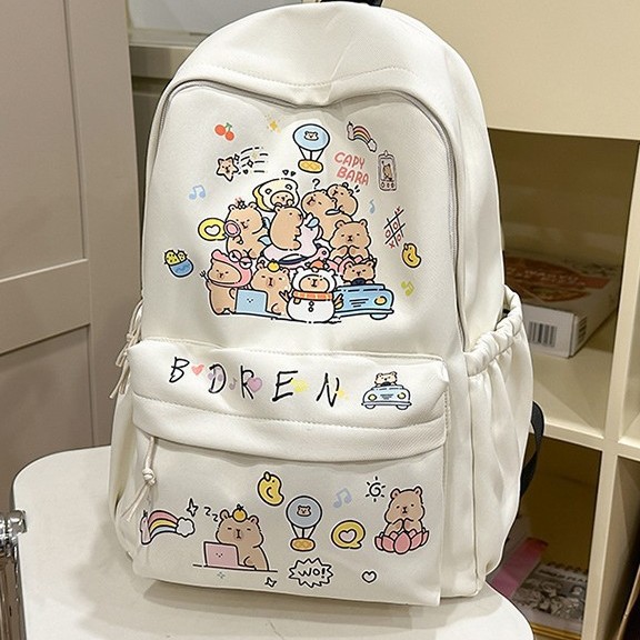 Cute graffiti schoolbags for girls, large-capacity computer travel backpacks for junior high school students, and backpacks for female college students' outings are in vogue details Picture