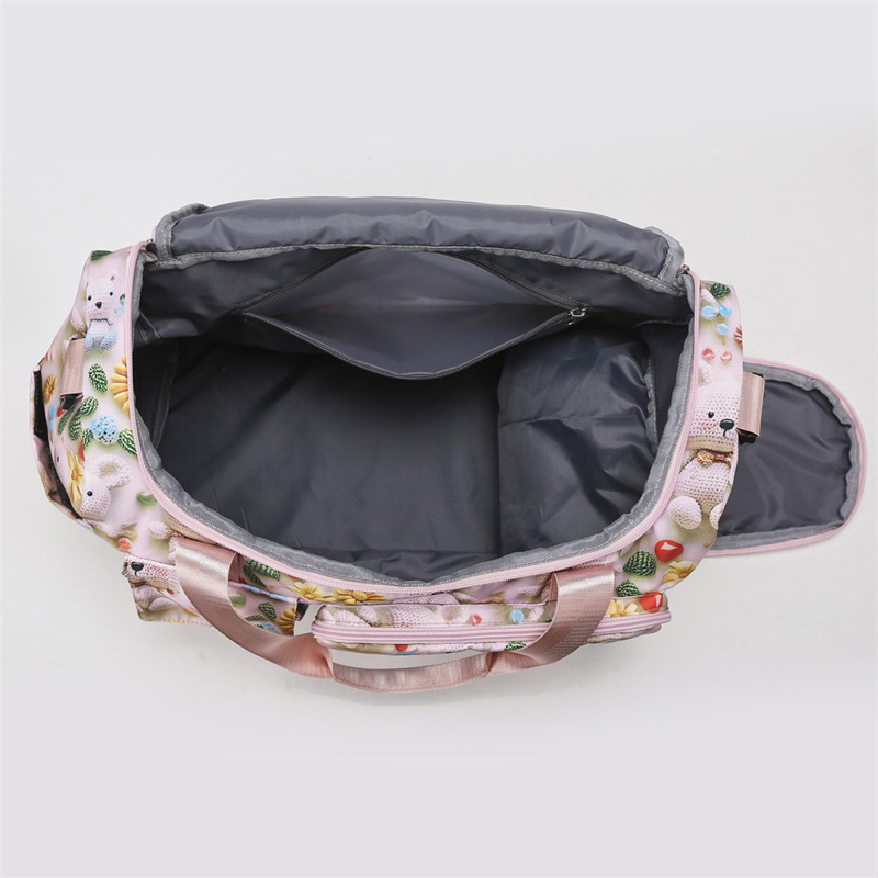 Cartoon-printed travel bag, women's lightweight hand-held short-distance luggage bag, water-resistant large-capacity sports, swimming and fitness bag Specification drawing