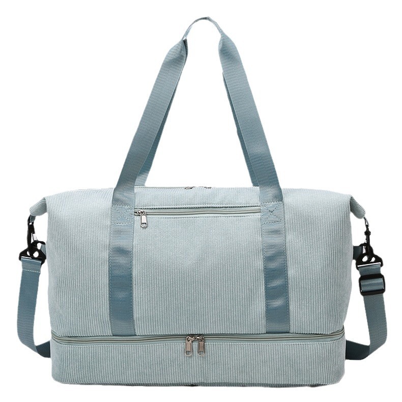 Wholesale new travel bags, large-capacity corduroy lightweight sports and fitness bags, dry and wet separation boarding bags for going out Item Picture