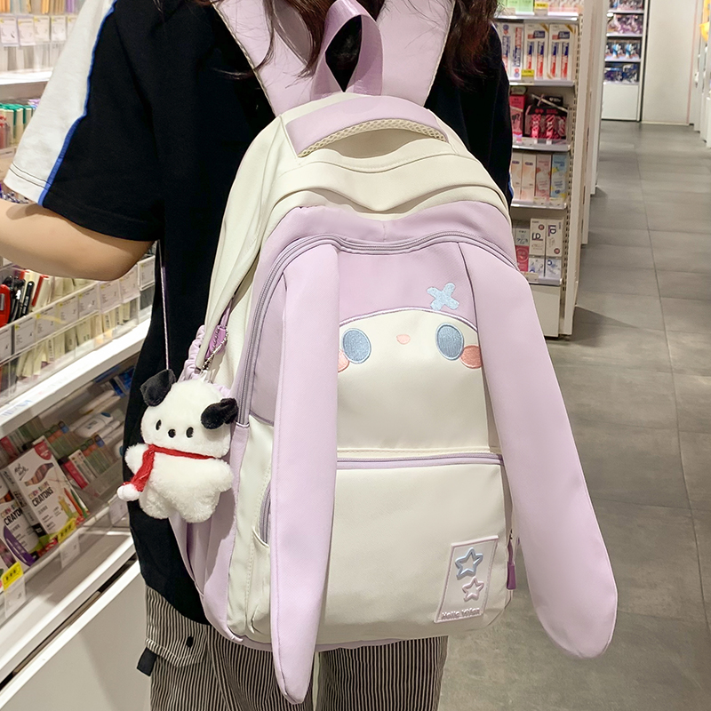 Big Eared Dog schoolbag for girls in grades three to six of primary school, large capacity, cute backpack for junior high school girls, children's backpack details Picture