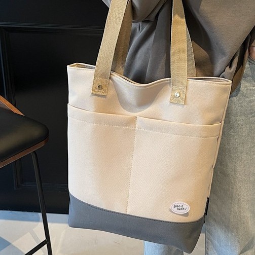 Fashionable and casual large-capacity handbag 2025 Spring new style trendy patchwork single-shoulder bag commuting simple tote bag full figure