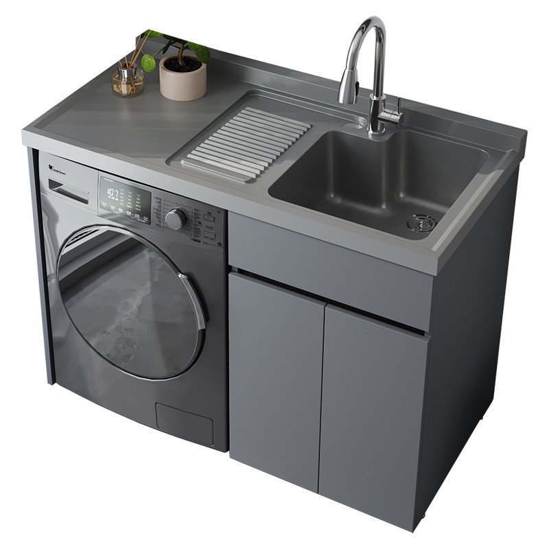 Kxh honeycomb aluminum washing machine balcony integrated cabinet set, washing wardrobe, washbasin with washboard, washbasin height Item Picture