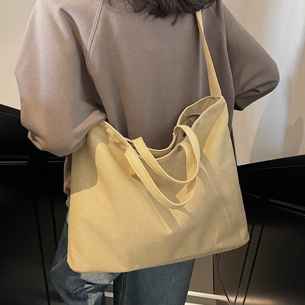 Single-shoulder bag, open tote bag, retro Japanese style, single-shoulder college student fashion, large capacity bag, Korean style simple crossbody bag Specification drawing