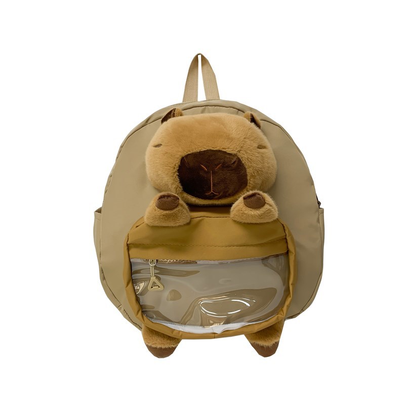 The new plush capybara backpack is cute and has a large capacity. It's a funny Capybara student schoolbag and a small cartoon backpack for girls Item Picture