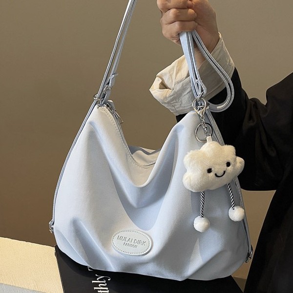 The 2025 new Korean lightweight pleated cloud bag is a simple, fresh and fashionable nylon single-shoulder bag with multiple carrying methods Specification drawing