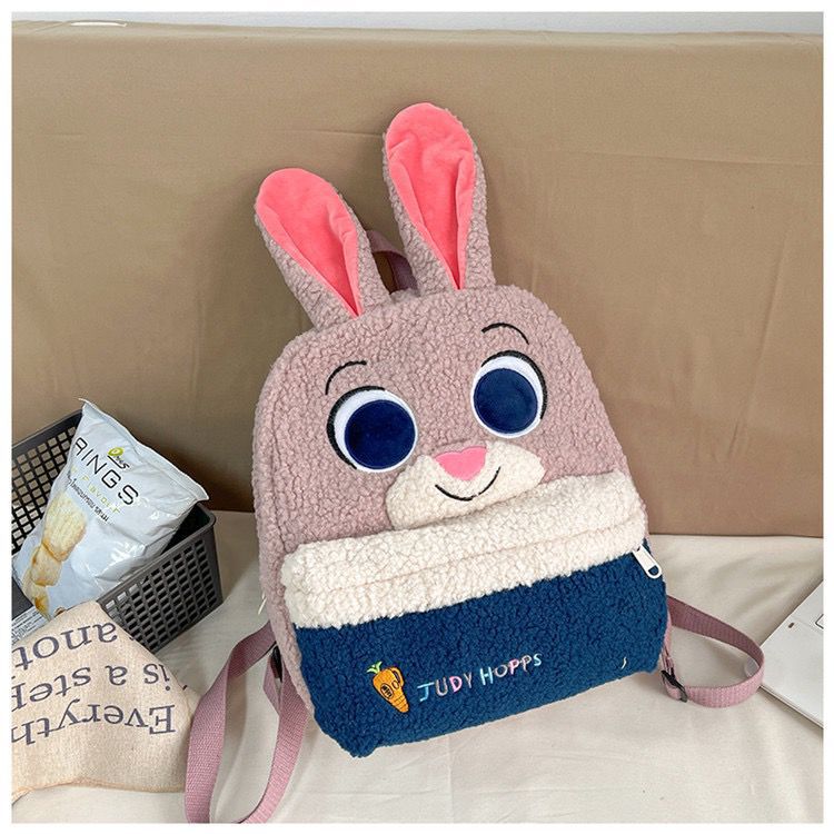 Cartoon fox and rabbit plush backpack with large capacity, 2024 new style cute and girlish backpack Application Scenario