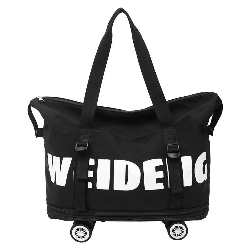 Multi-layer expansion swivel wheel travel bag, fashionable letter fitness bag for men and women, large-capacity lightweight long and short distance storage bag Item Picture