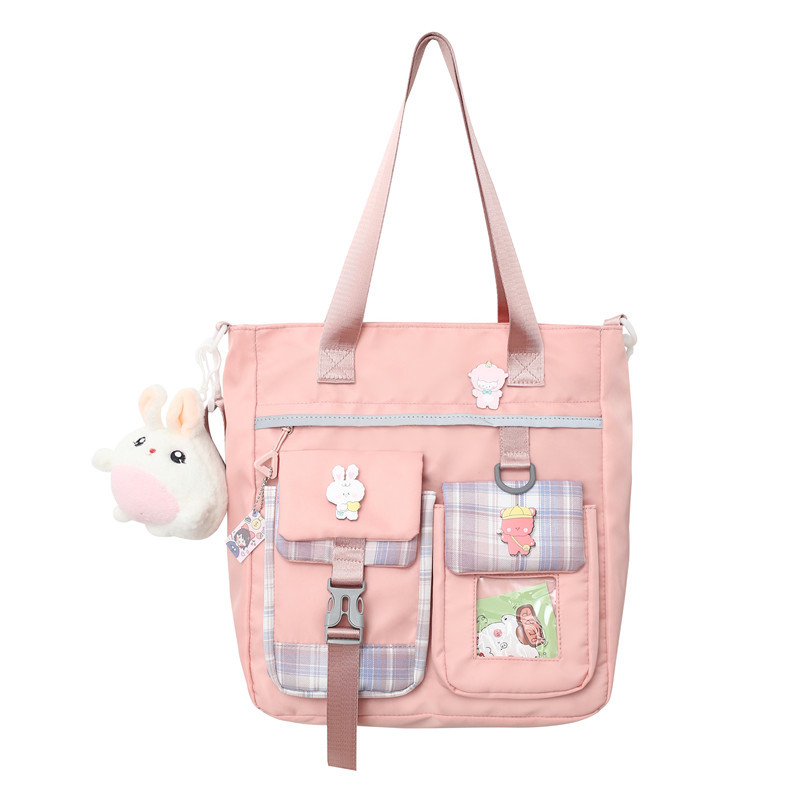 ins windsail cloth bag, girls' crossbody bag, large capacity, cute, primary school students' hand-held book bag for class make-up, single-shoulder bag Item Picture