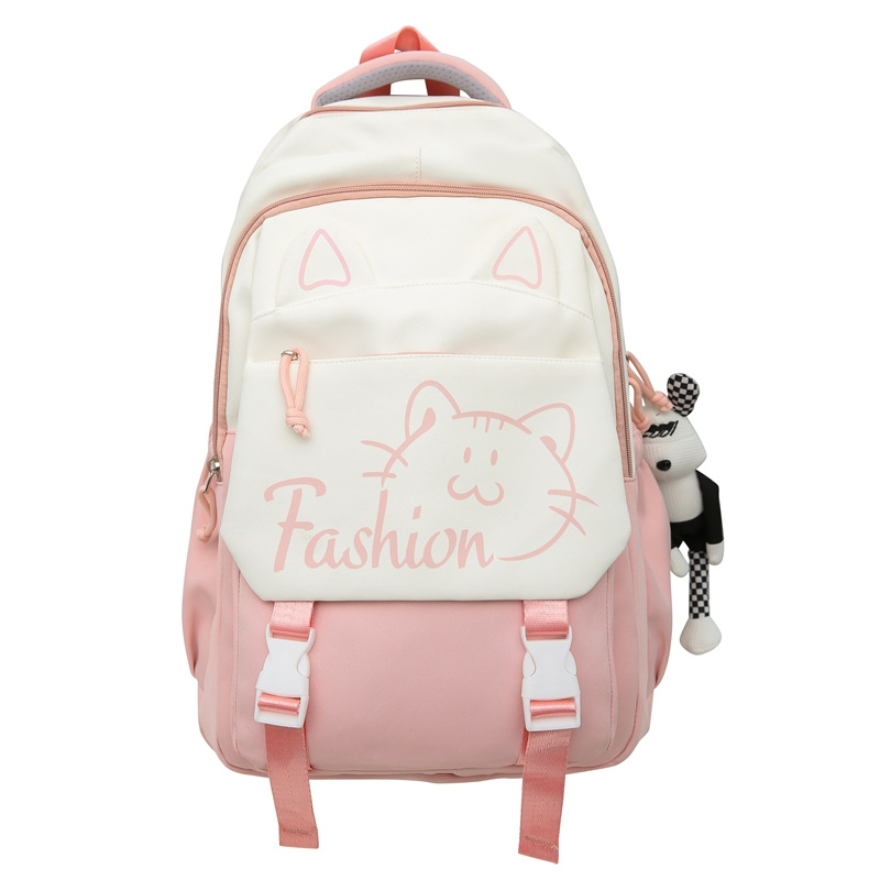 High-appearation-level schoolbag for primary and junior high school students to reduce burden, large-capacity backpack, cartoon cute cat casual backpack for girls Item Picture