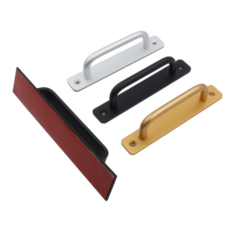 Jin 'ao Ding non-drilling aluminum alloy handle, exposed balcony cabinet, kitchen sliding door handle, non-slotting handle Item Picture